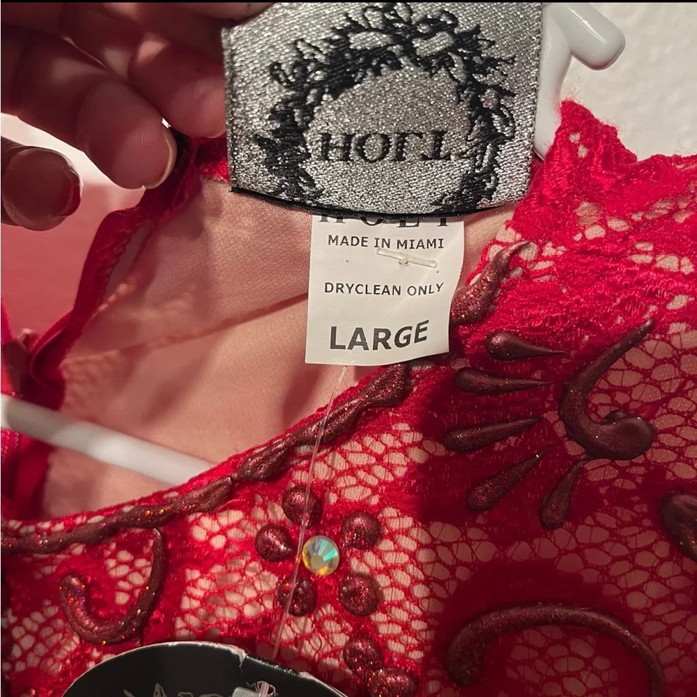 Holt Miami Maison De Luxe Hand Painted Red Mini Dress - Picture 5 of 5